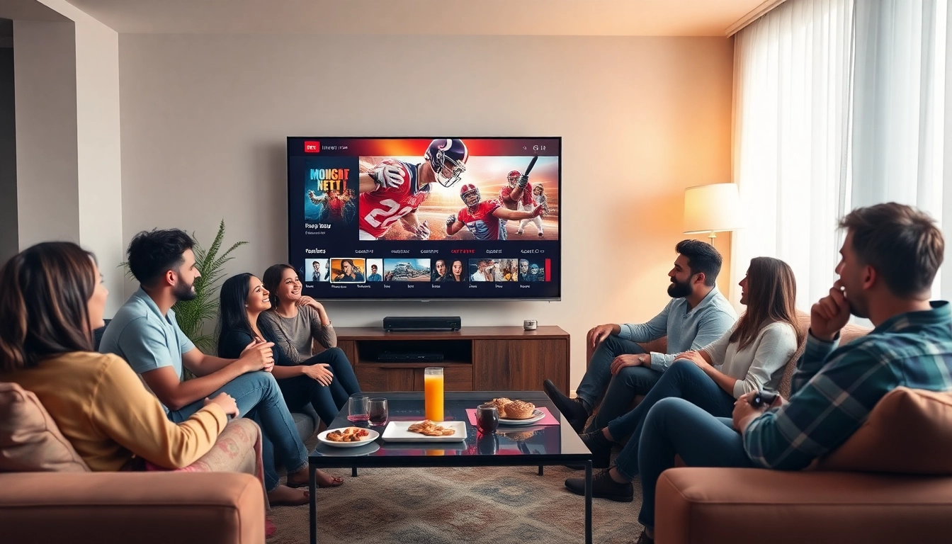 Enjoying Iron TV Pro in a cozy living room with friends and vibrant content.