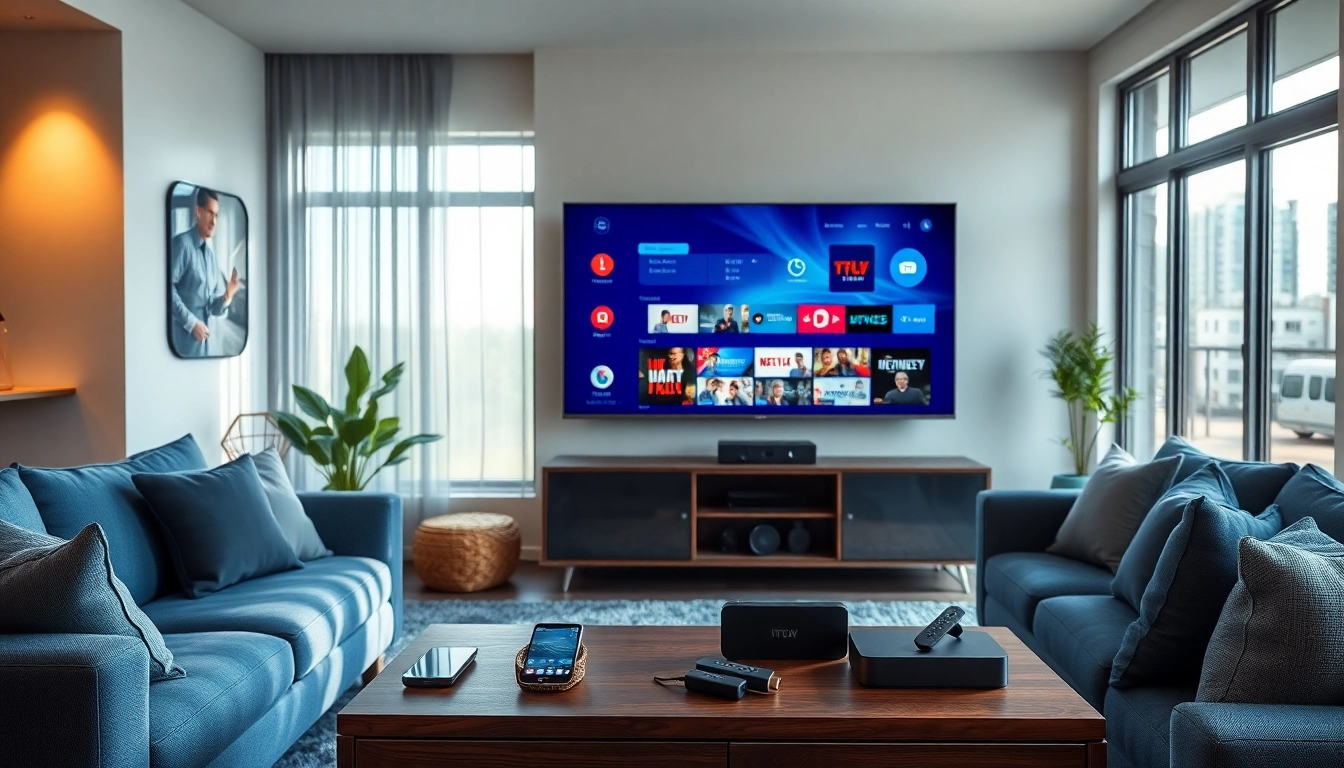 Iron TV Pro streaming setup in a modern living room with smart devices.